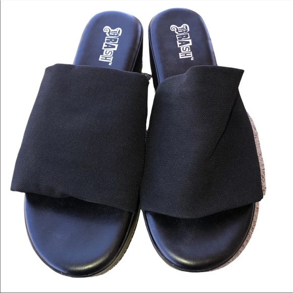 Black Stretch Mesh Slip-On Platform Sandal - Picture 4 of 5